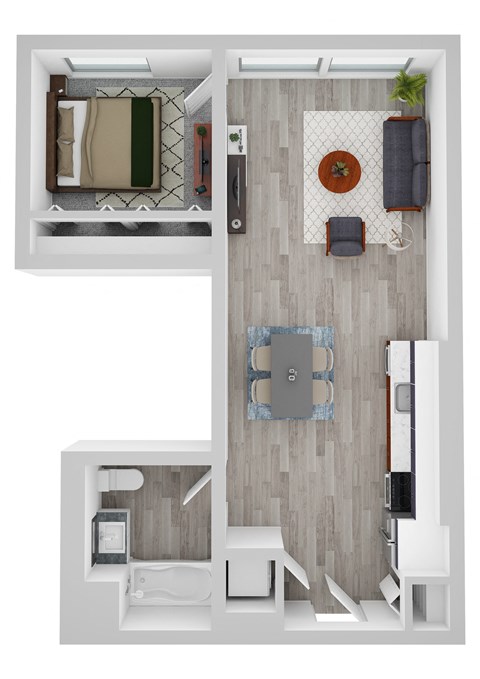 1 Bed H Floor Plan at Noca Blu, Chicago, Illinois